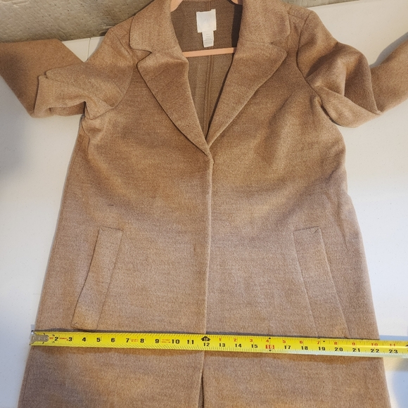 H&M Beige Camel Unlined Overcoat Light Winter Coat Jacket Pockets Size 6 Classic - Picture 13 of 14